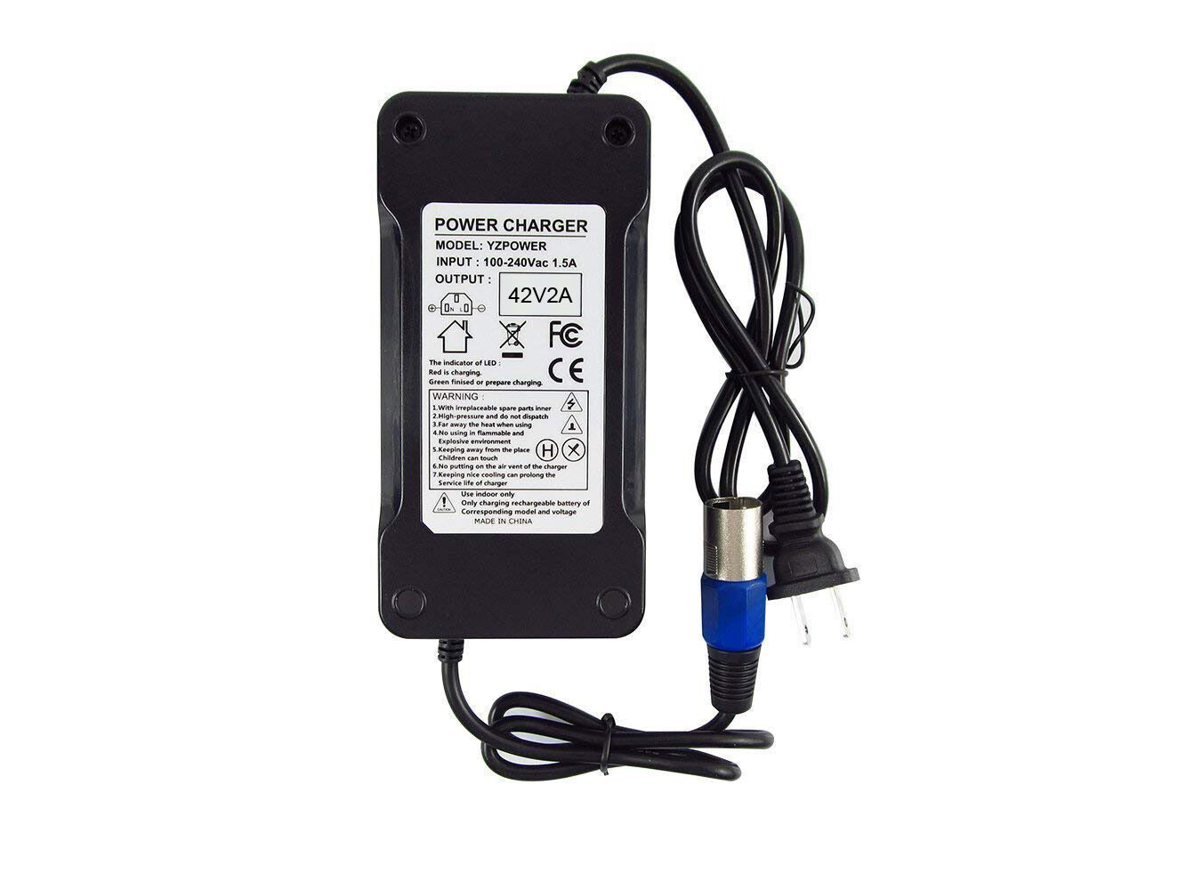 42V charger microphone XLR for 36V Lithium Li-ion electric bicycle ebike battery
