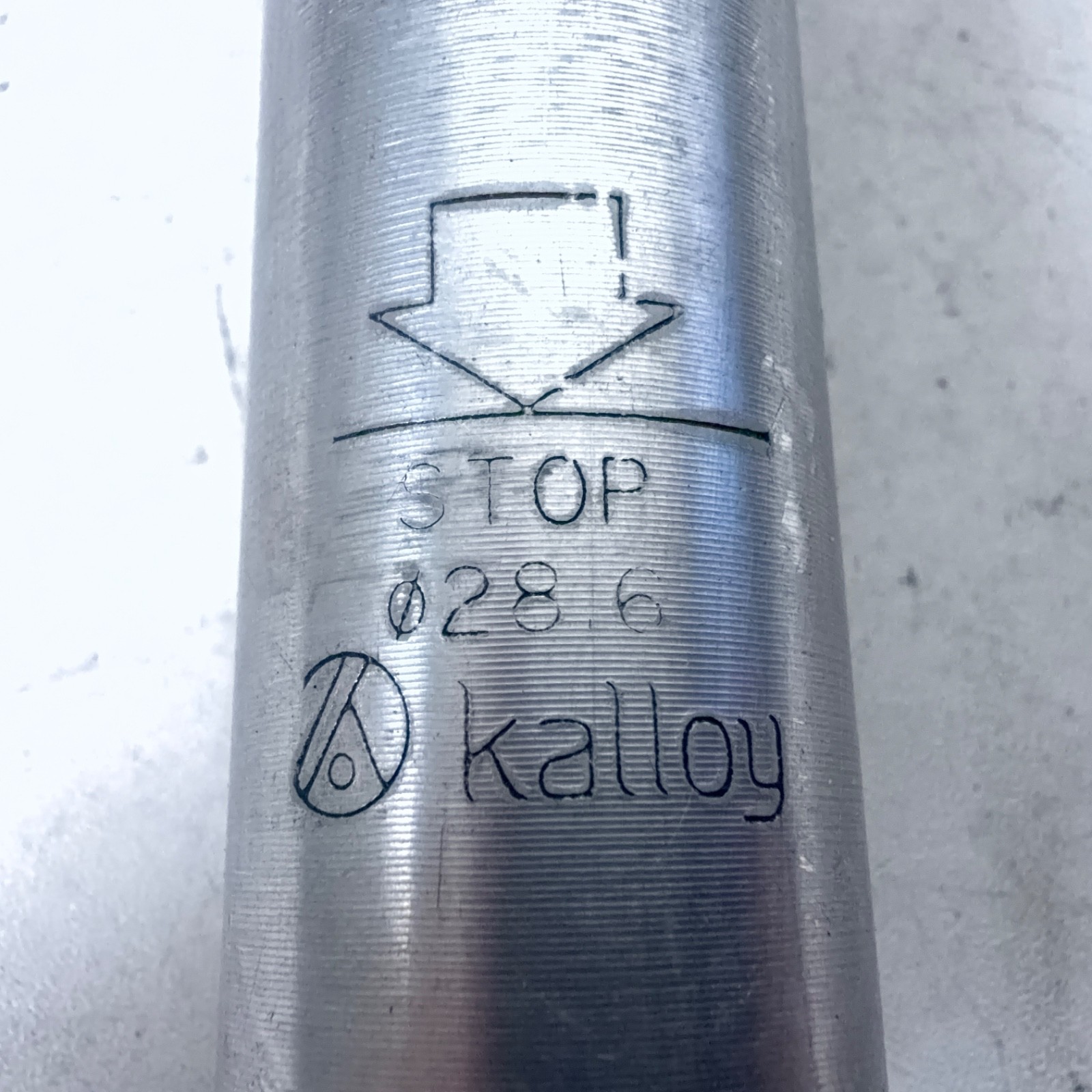 KALLOY Vintage Alloy Bike Seatpost Ø28.6/350mm Silver Adjustable 25mm Setback