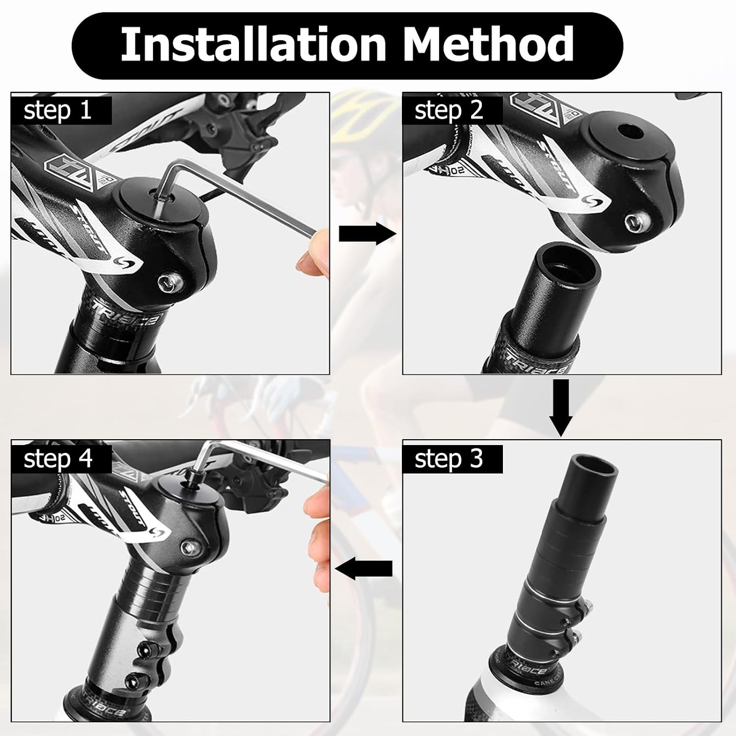 Adjustable Aluminum Bike Handlebar Riser Stem Extension 28.6mm 6mm Bike Fork