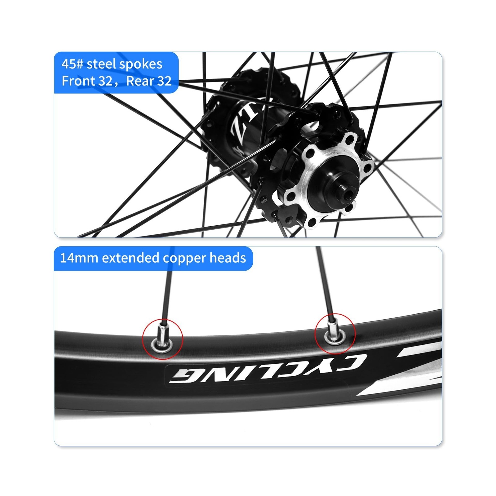 ZTZ 26″/27.5″/29″ Mountain Bike Wheelset，Ultralight Aluminum Alloy Rim 32