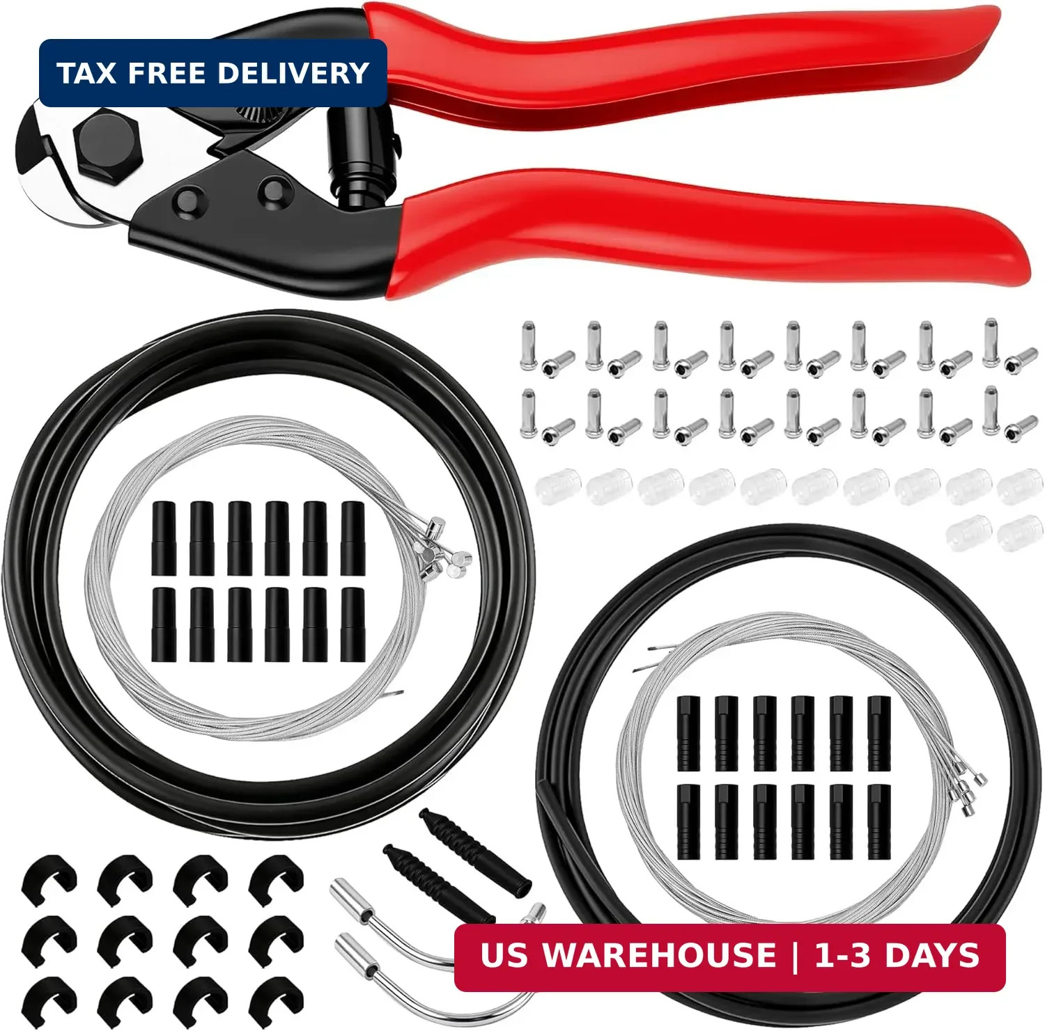 103Pcs Bike Brake Cable Kit with Stainless Steel Wire Cutter, Including Brake an