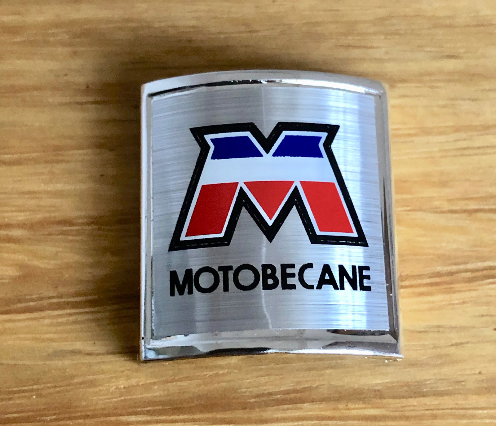 Motobecane Head badge – Chrome with decal – old school bmx