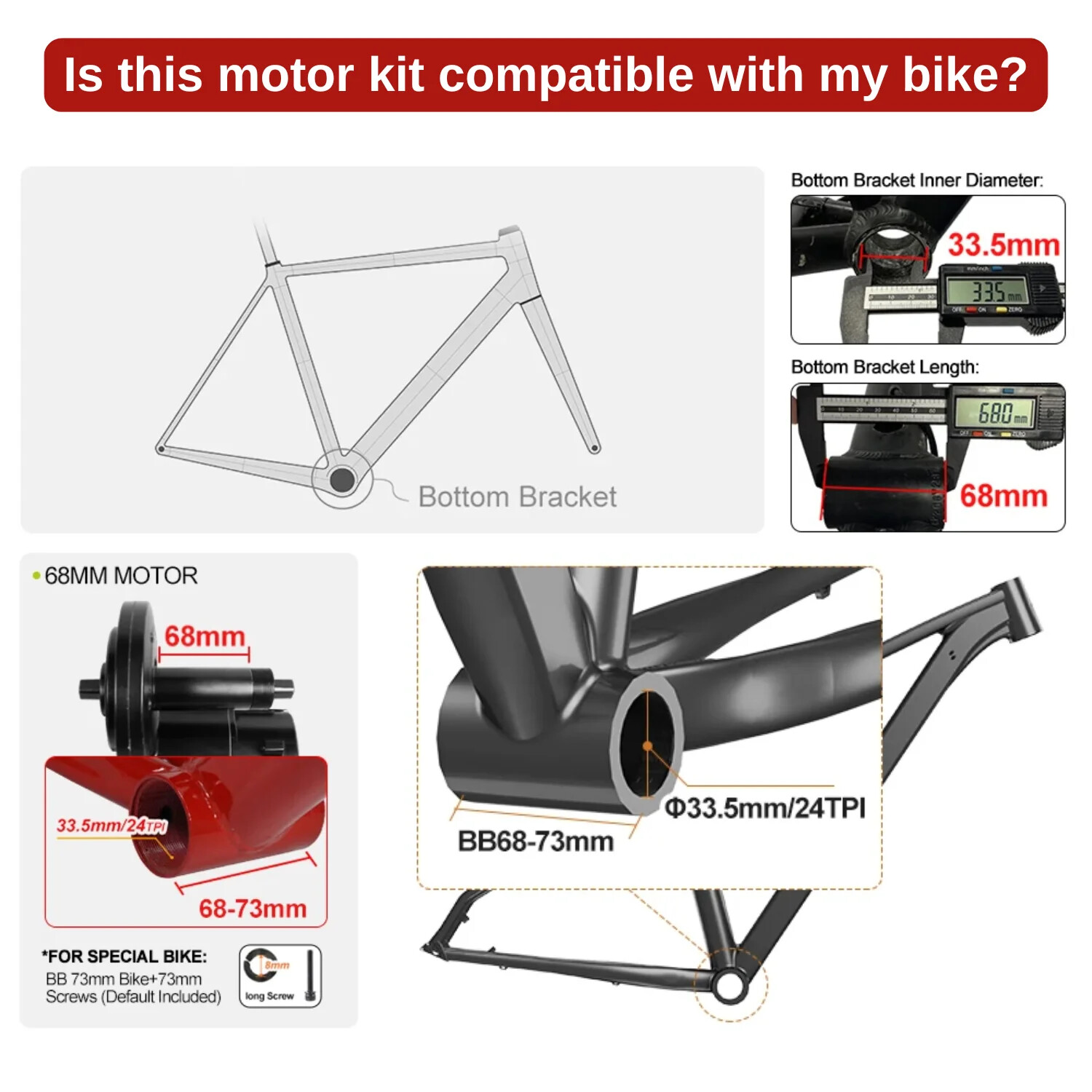 Bafang BBS02B 48V 500W 68mm Mid Drive Motor DIY Ebike Conversion Kit W/ Battery