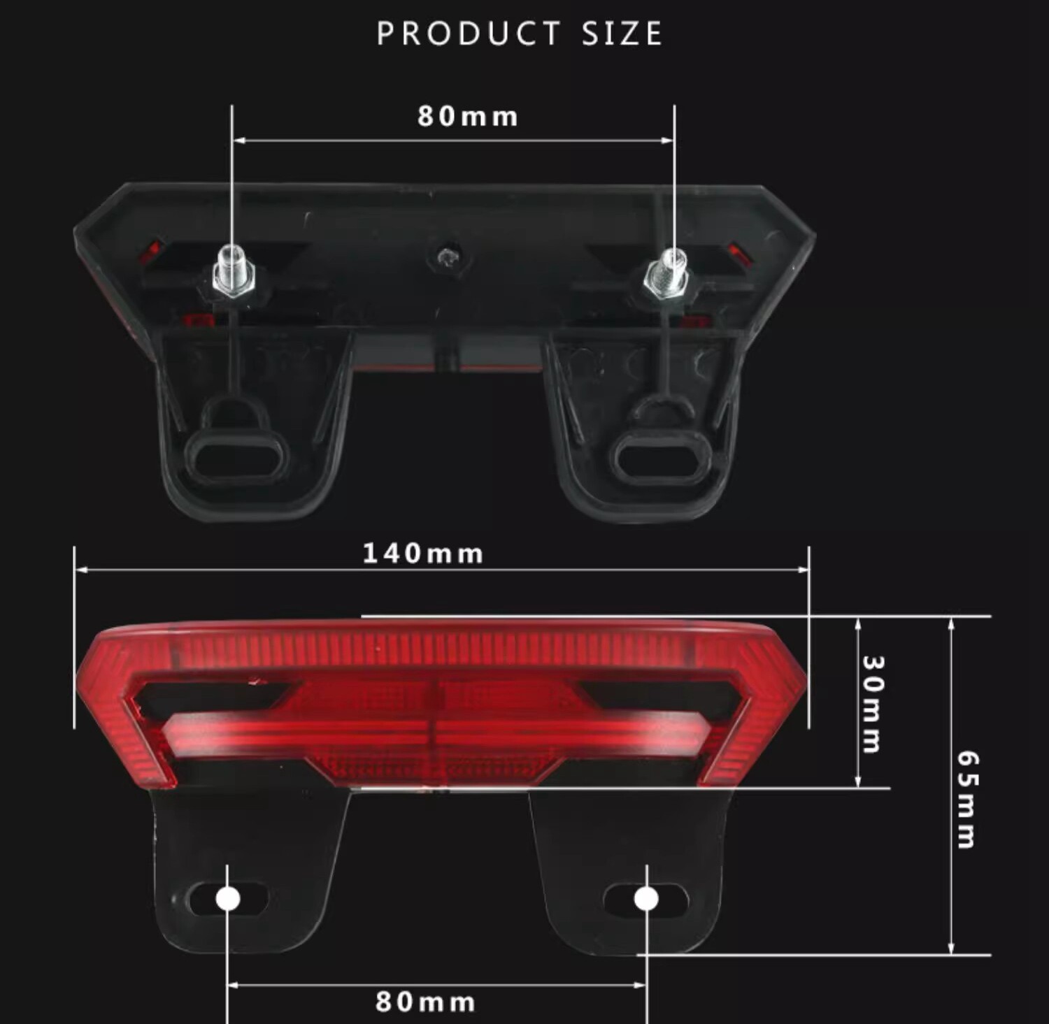 36V/48V/60V Electric Bike Bicycle 3 in 1 Taillight Brake Light Turn Signal Light