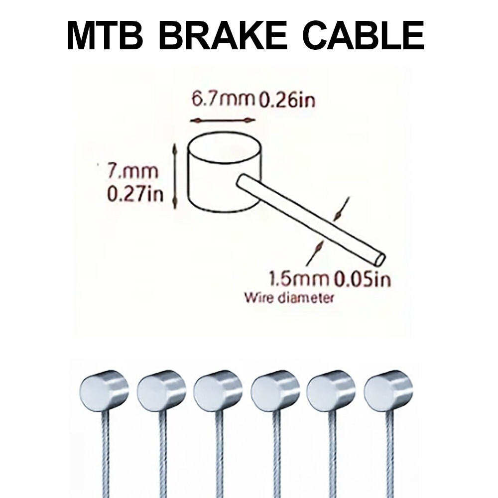 Bicycle Zinc Coated Steel MTB Brake Cables – 2000mm, 79in – 3 pairs (6 cables)