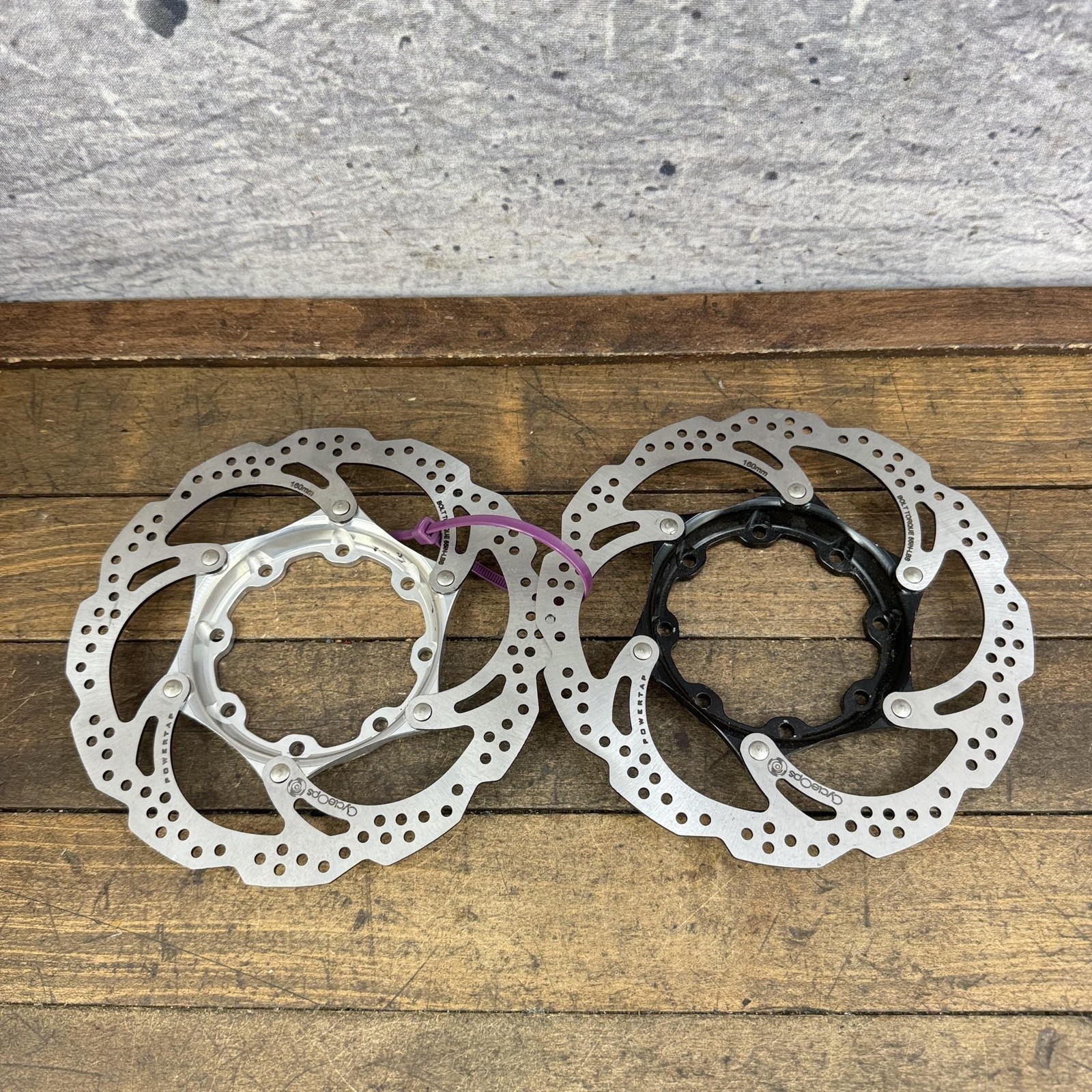 CycleOps Disc 2.4 Brake Rotors Pair Set 2 160mm 6 Bolt Silver Black Bike Used