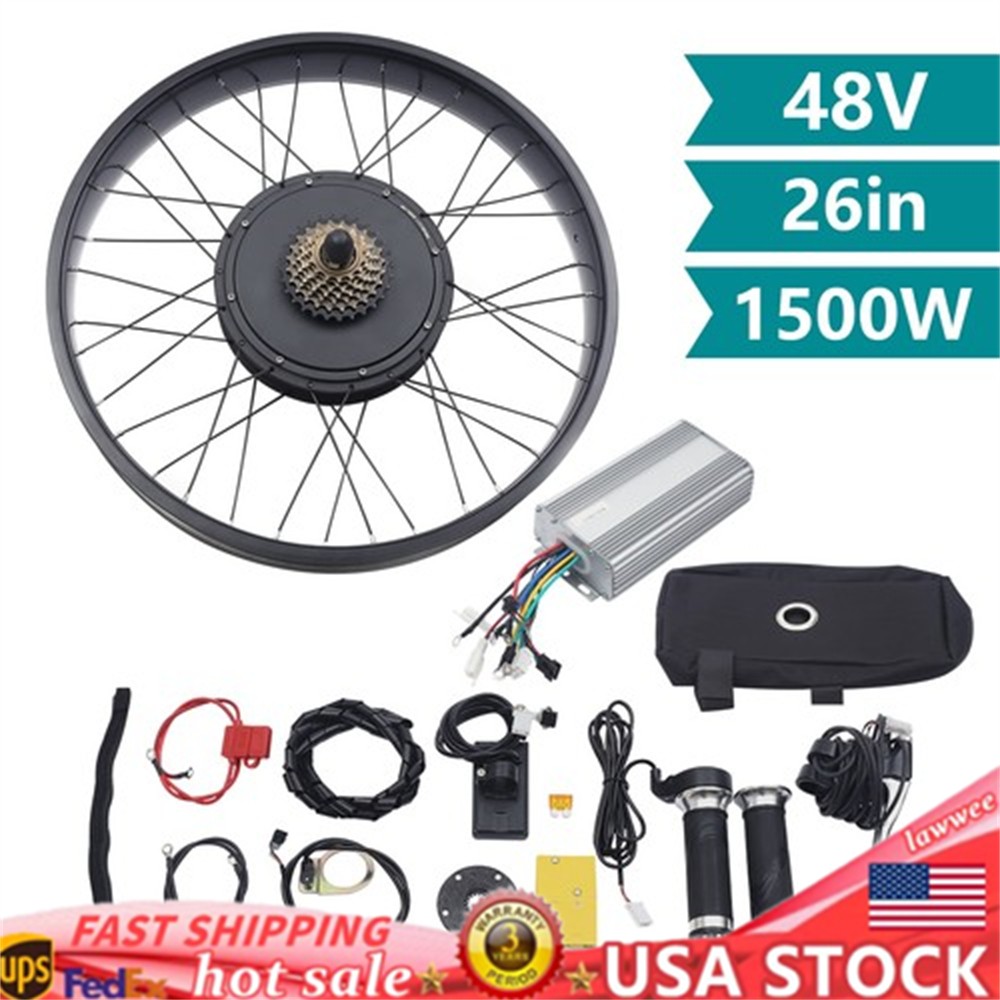Electric Bicycle Conversion Kit Fat Tire EBIKE 48V 1500W 26 Rear Hub Motor LCD