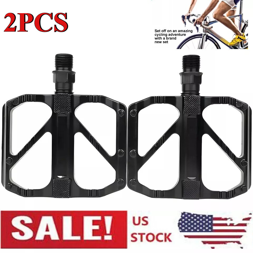 2 Pcs 9/16″ Bike Pedals MTB Road Bicycle Aluminum Alloy Non-Slip Sealed Bearing