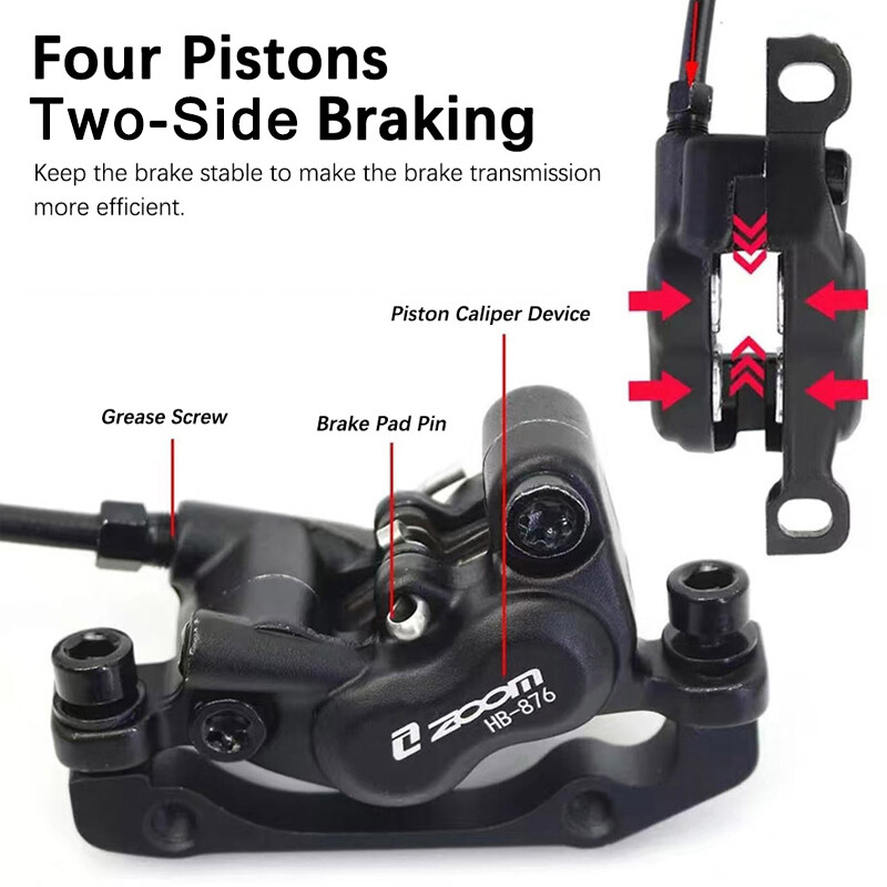 ZOOM HB876 4-Piston Hydraulic Disc Brake Mountain BMX Bike 160mm Floating Rotor