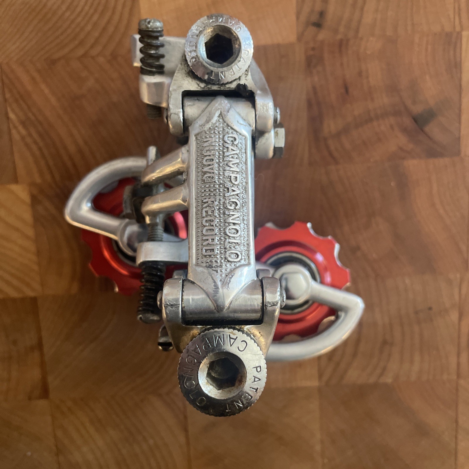 Vintage CAMPAGNOLO NUOVO RECORD Rear Derailleur • Patent-73 • Bullseye Pulleys.