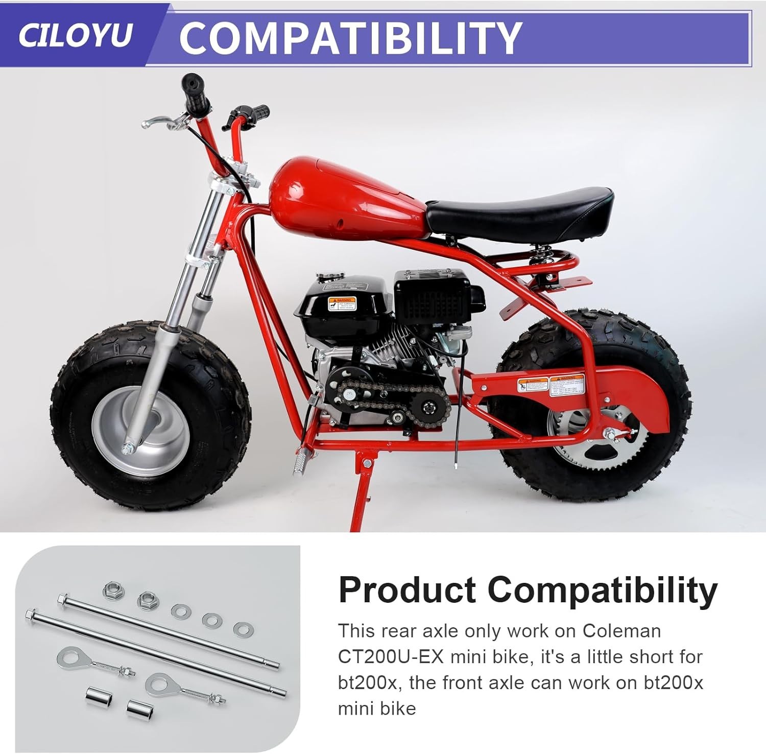 14Mm 285Mm Rear Axle Kit with 300Mm Mini Bike Front Axle Nut Compatible with Col