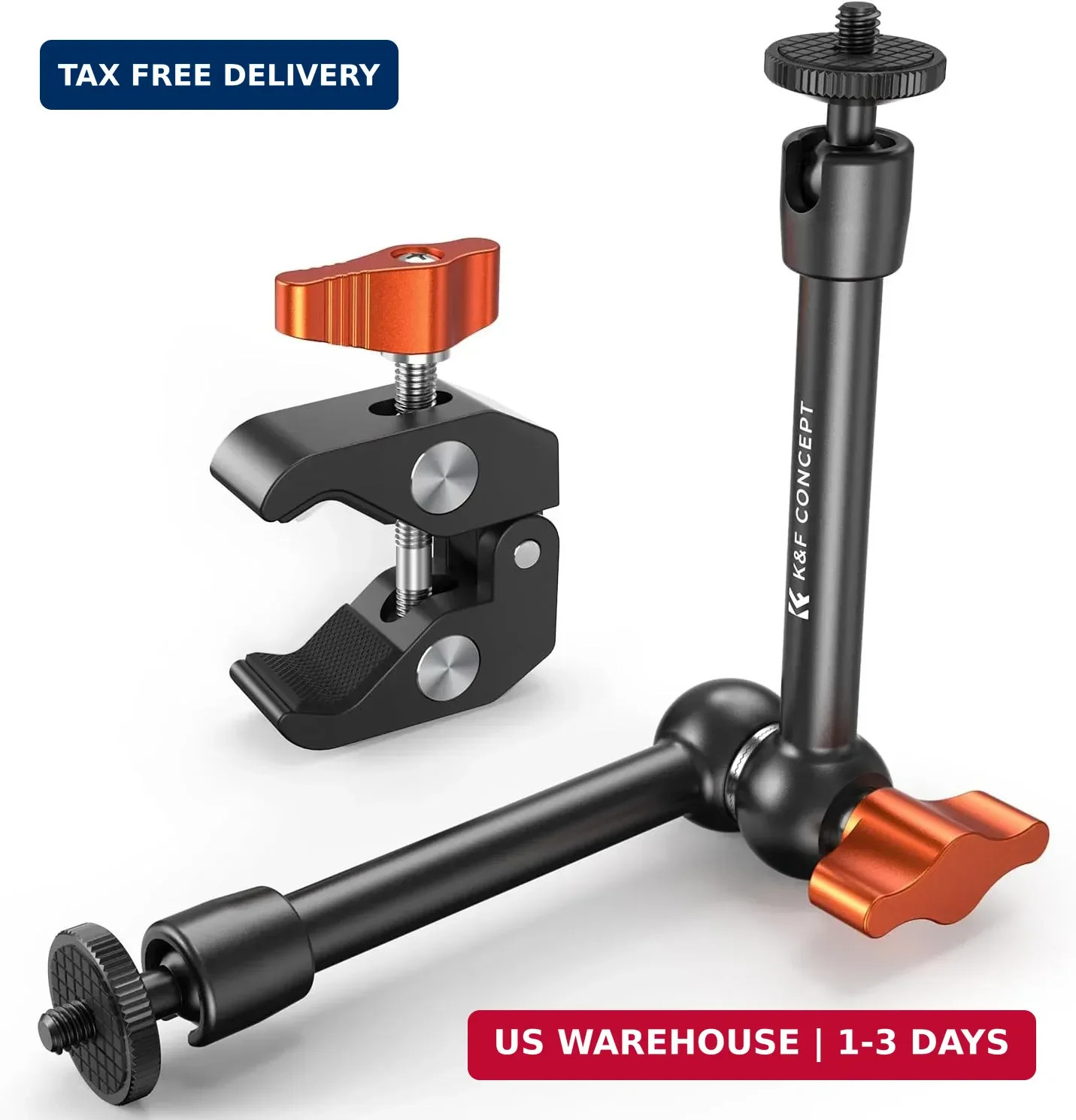 K&F CONCEPT 9.8″ Magic Arm Clamp Kit with 1/4″ & 3/8″ Thread Screw 360° Ball Hea