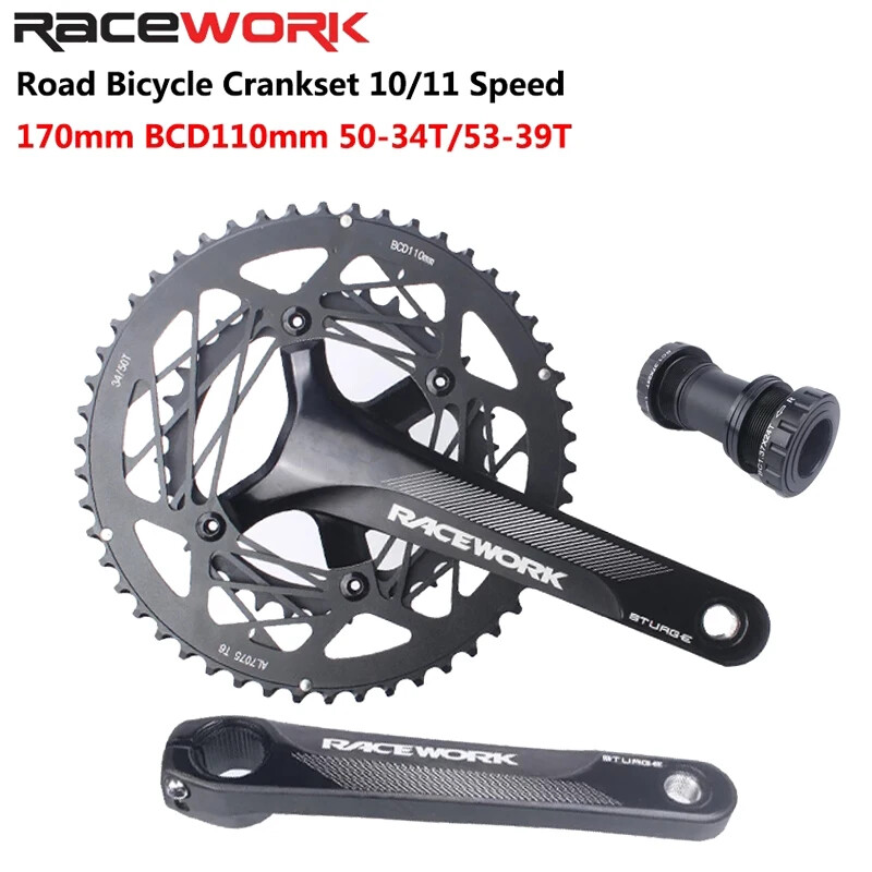RACEWORK 170mm Road Bicycle Crankset for Pe 2 Crowns Connecting Rods Double