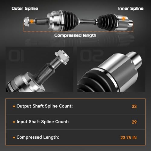 4WD Front CV Axle Shaft Assembly Fit for Dodge Ram 1500 2002-2010 V6 3.7L V8