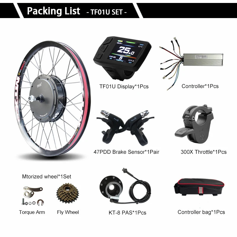 48V72V 1000W-3000W Electric Bicycle Rear Gearless Hub Motor Conversion Kit