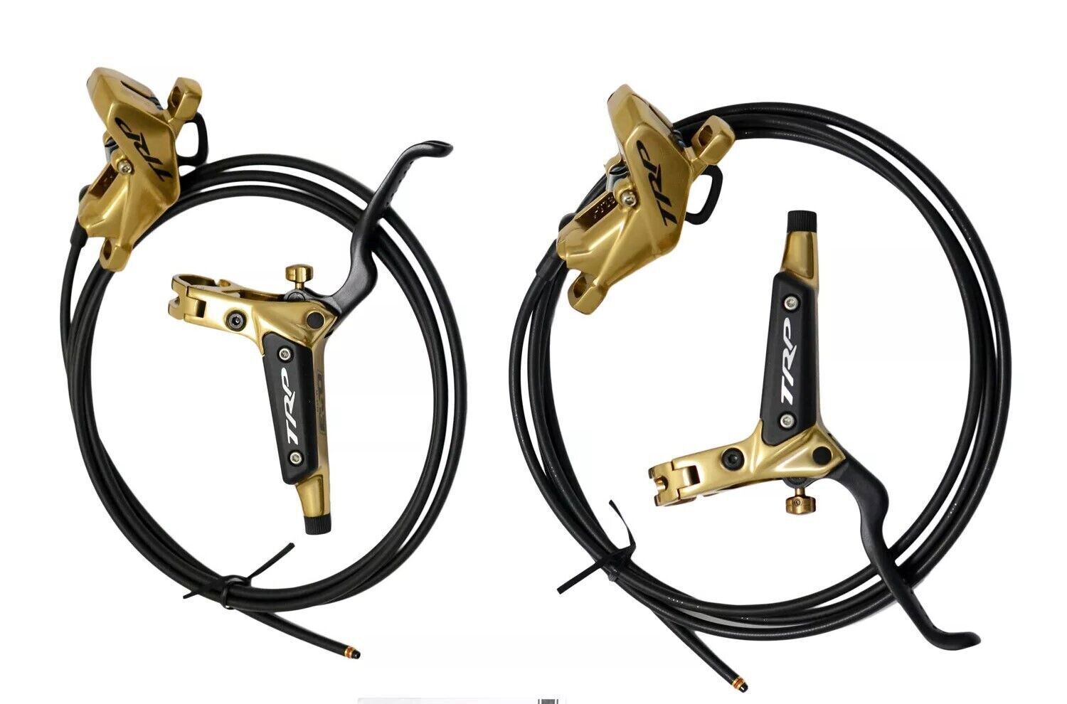 TRP DHR EVO HD-M846 Hydraulic Disc Brake Set 4-Piston Caliper Front + Rear Gold