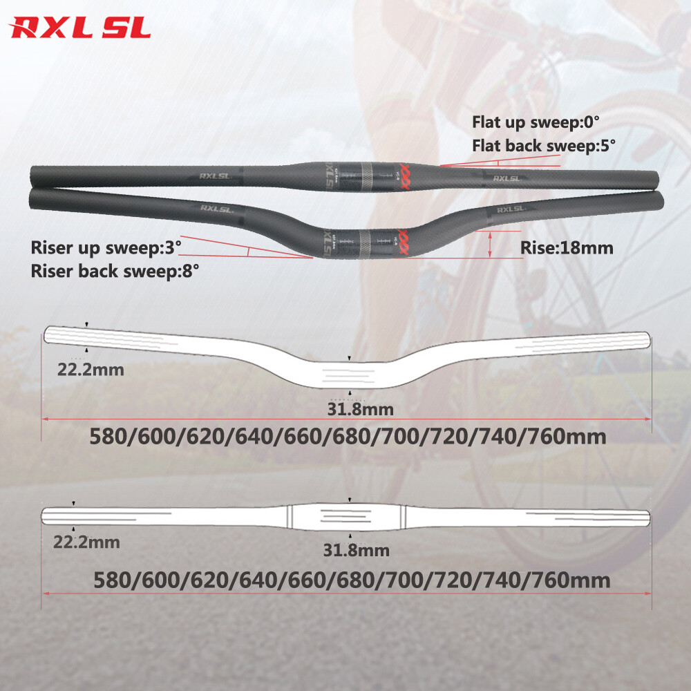 Carbon MTB Handlebar 31.8mm Mountain Bike Flat/Riser Bar 680/700/720/740mm