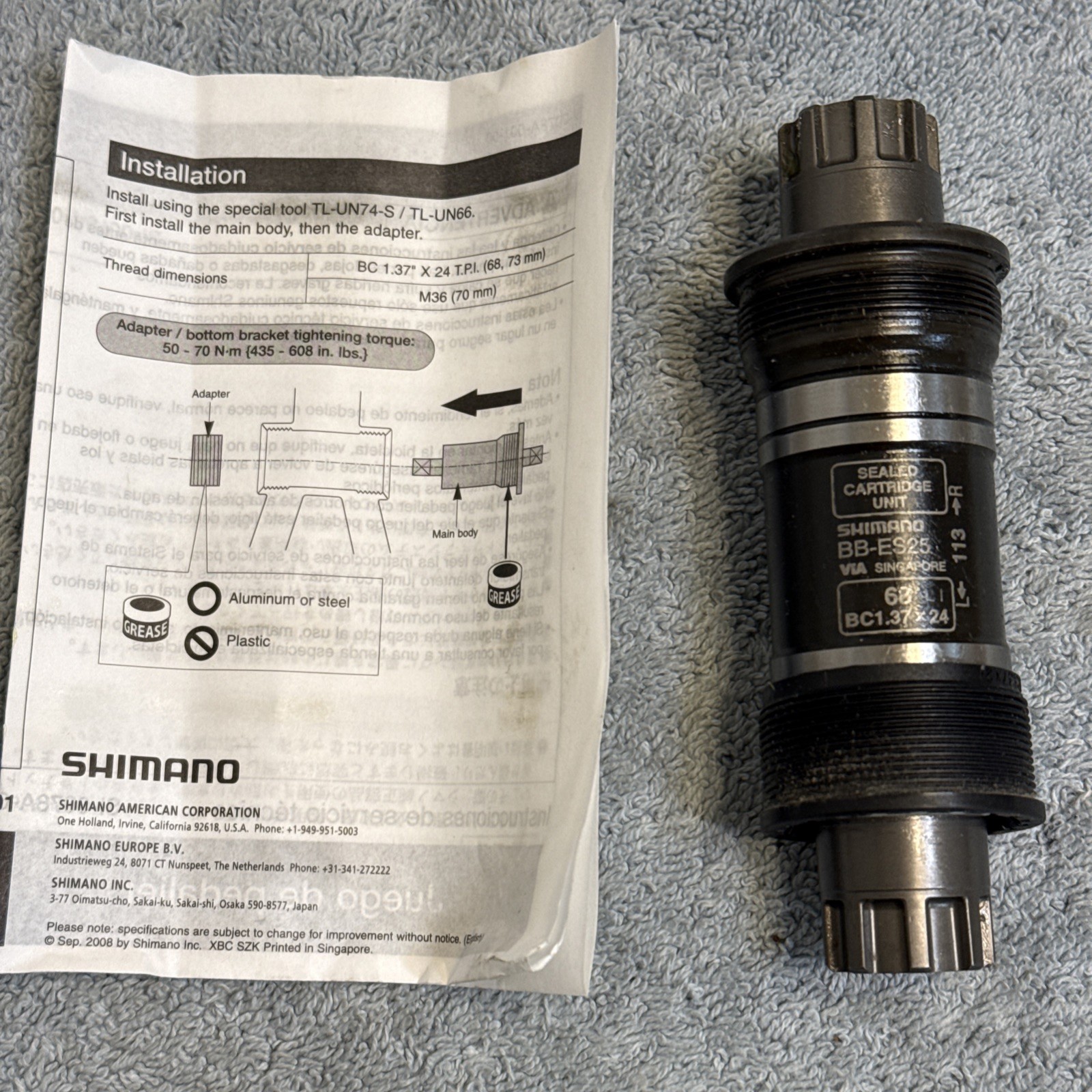 Shimano BB-ES25 Bottom Bracket 68x113mm Octalink V2 Spline English [caw]