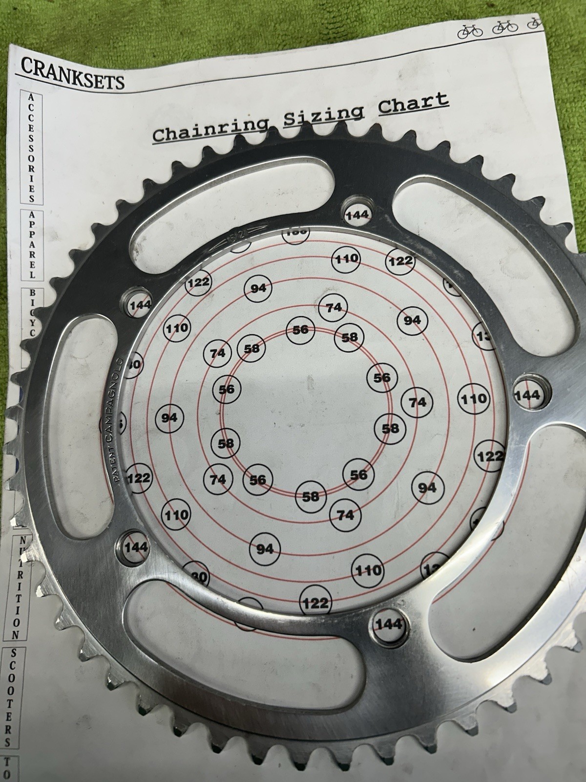 VINTAGE CAMPAGNOLO 52 Tooth CHAINRING. 144 BCD