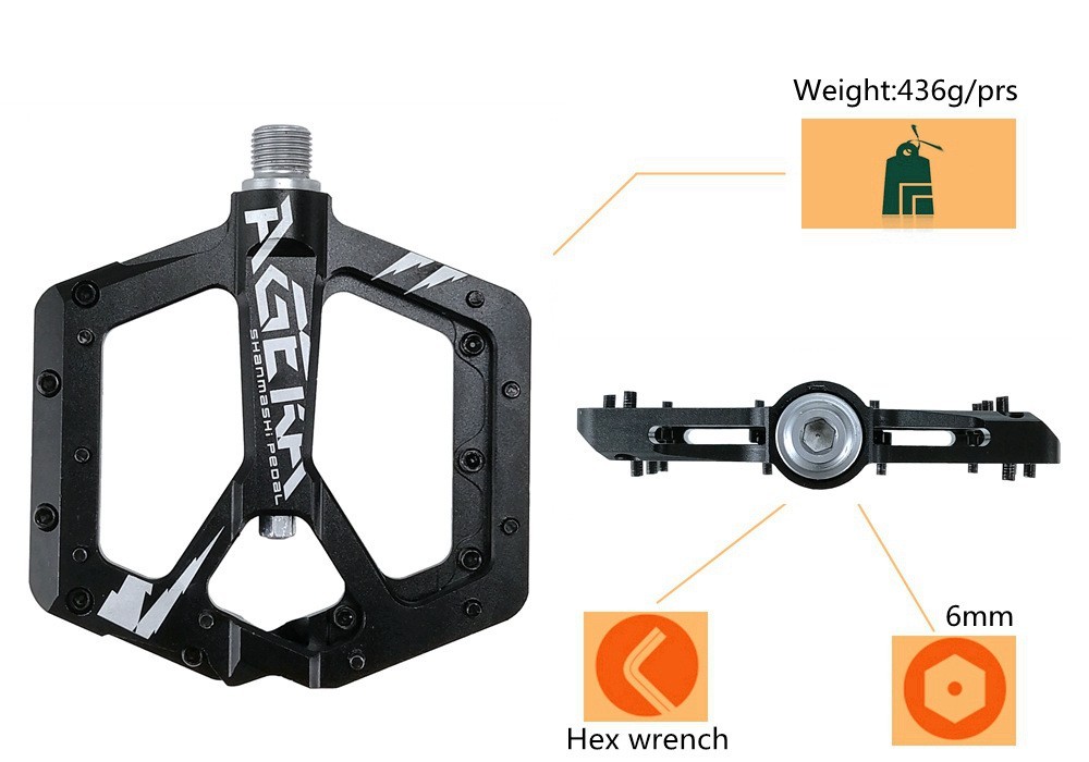 Road MTB Mountain Bike Pedals DU Bearing CNC Aluminum Flat Platform Pedal 1 pair