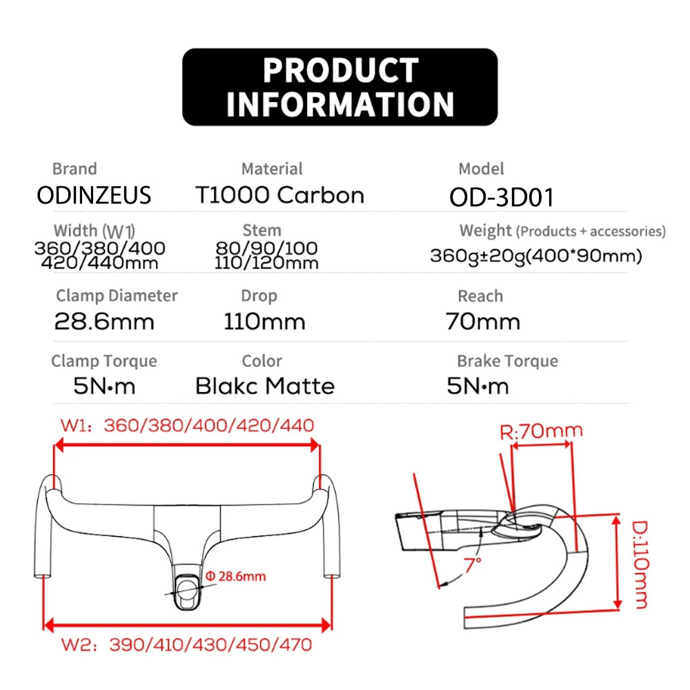 Road Bike Carbon Internal Cable Handlebar Integrated 28.6mm with Spacer Bent Bar