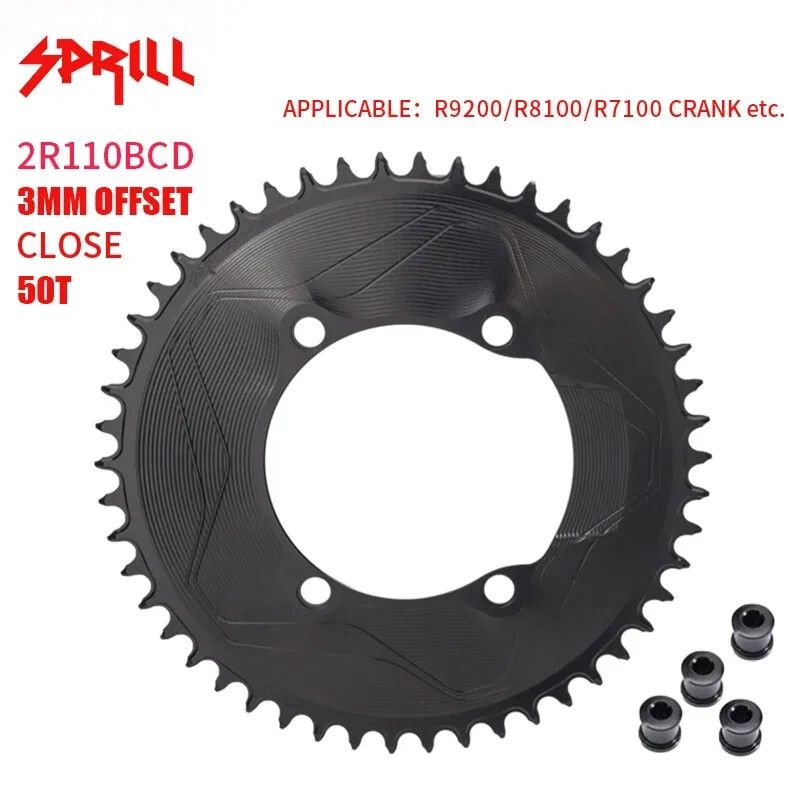 Aero Ultralight 110BCD Bike Chainring 3mm Offset 40-50T Closed Single ChainWheel