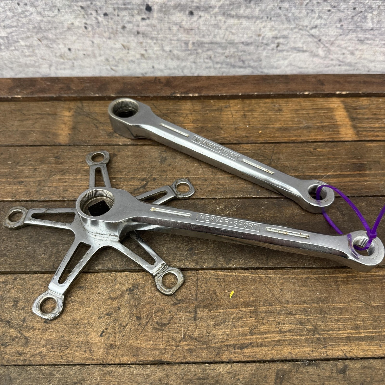Vintage Nervar Sport Crankset Steel 128 BCD Square Taper Chrome France 5-Bolt