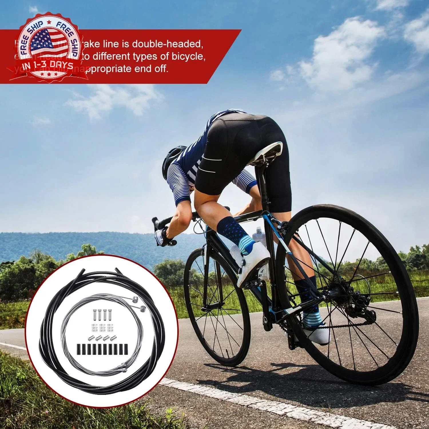 Bike Brake Shifter Cable Housing Set Stainless Steel PVC 2M 2.5M Mountain Road B