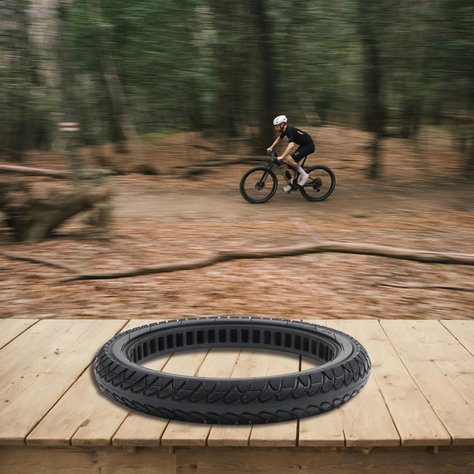 16×2.125 Mountain Bike Solid Tire Black Rubber 325mm Rim Outer Diameter