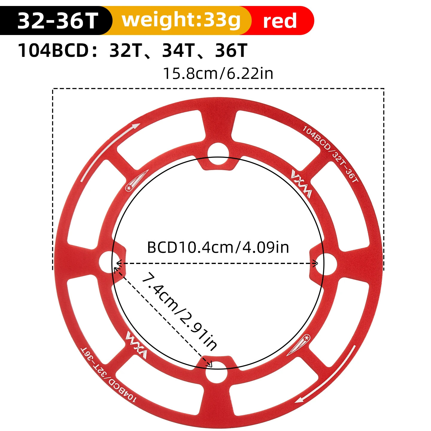 104BCD Bike Chainring Guard 32-42T Aluminum MTB Chainwheel Protector Cover