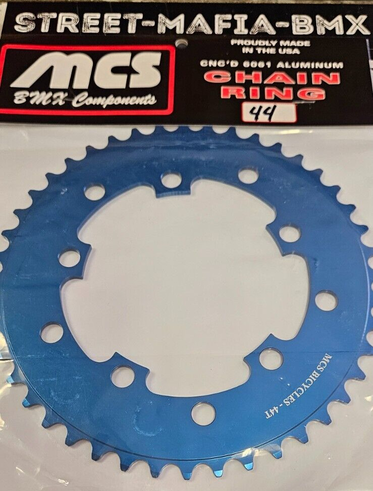 MCS CHAINRING BMX BIKE SPROCKET 44t BLUE USA GT Haro SE Racing Redline JMC new