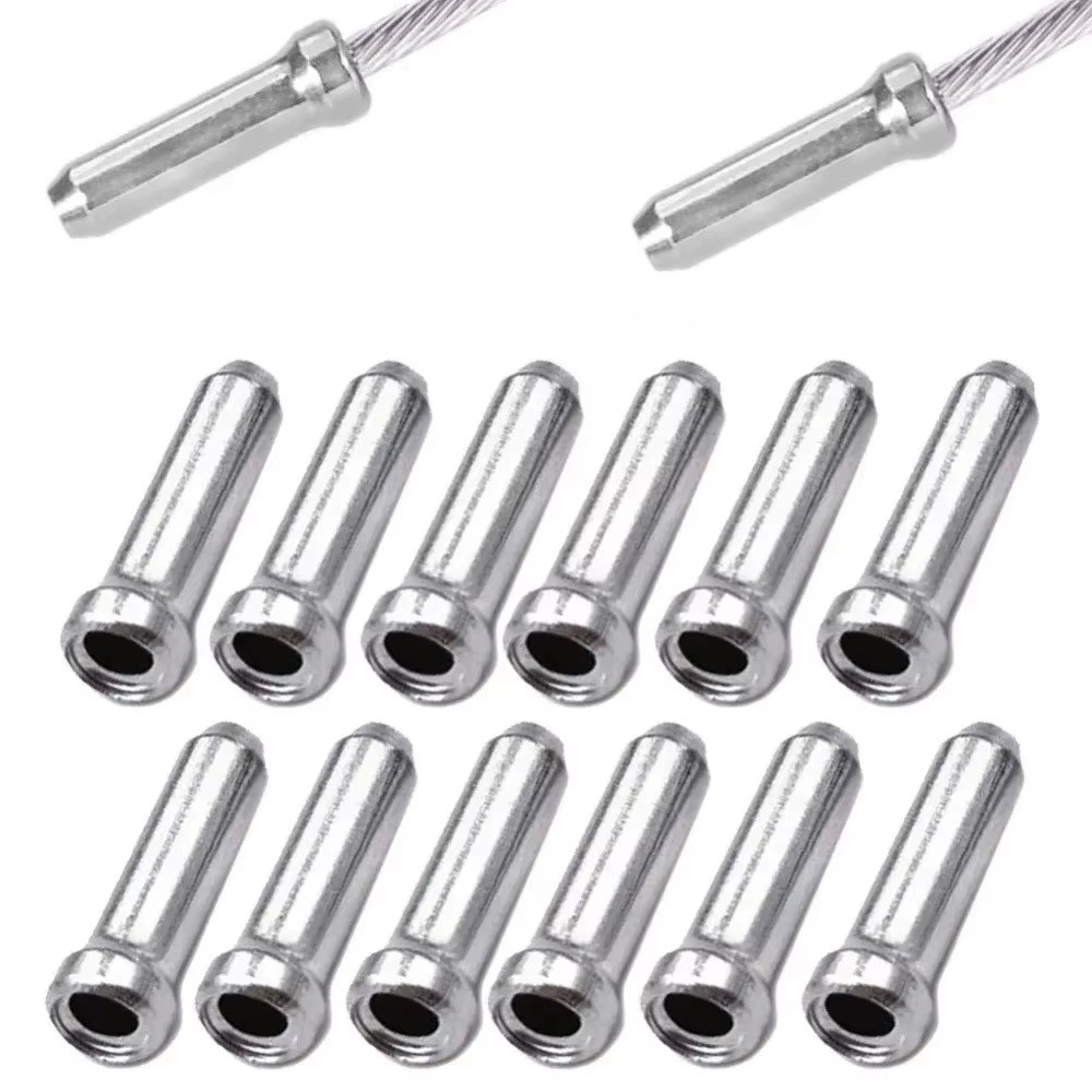 100 Bike Cable End Cap Silver Brake Shifter Wire Crimp Mountain Bicycle Aluminum