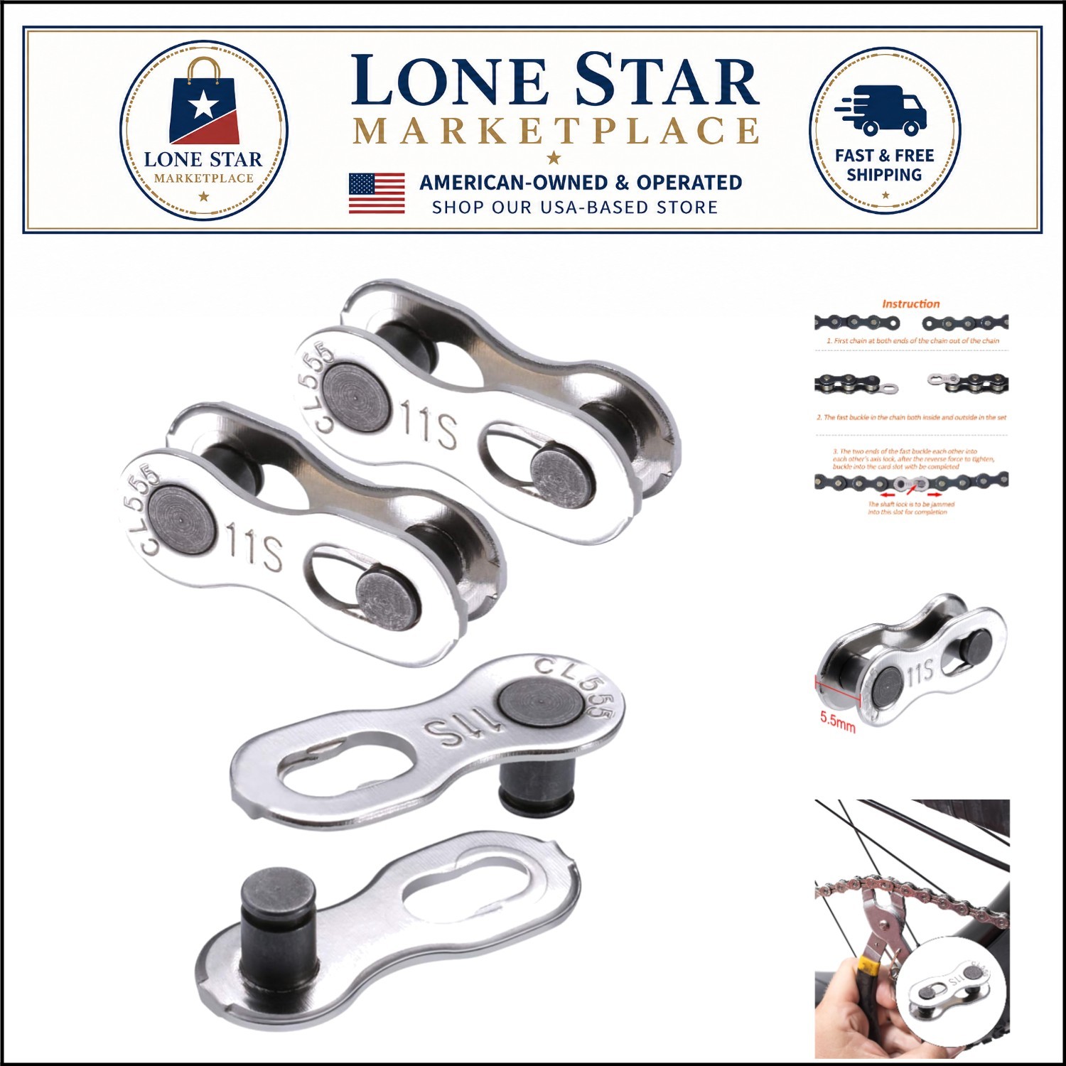 Compact 3-Pack Stainless Steel Missing Links for Easy 11 Speed Bike Maintenance
