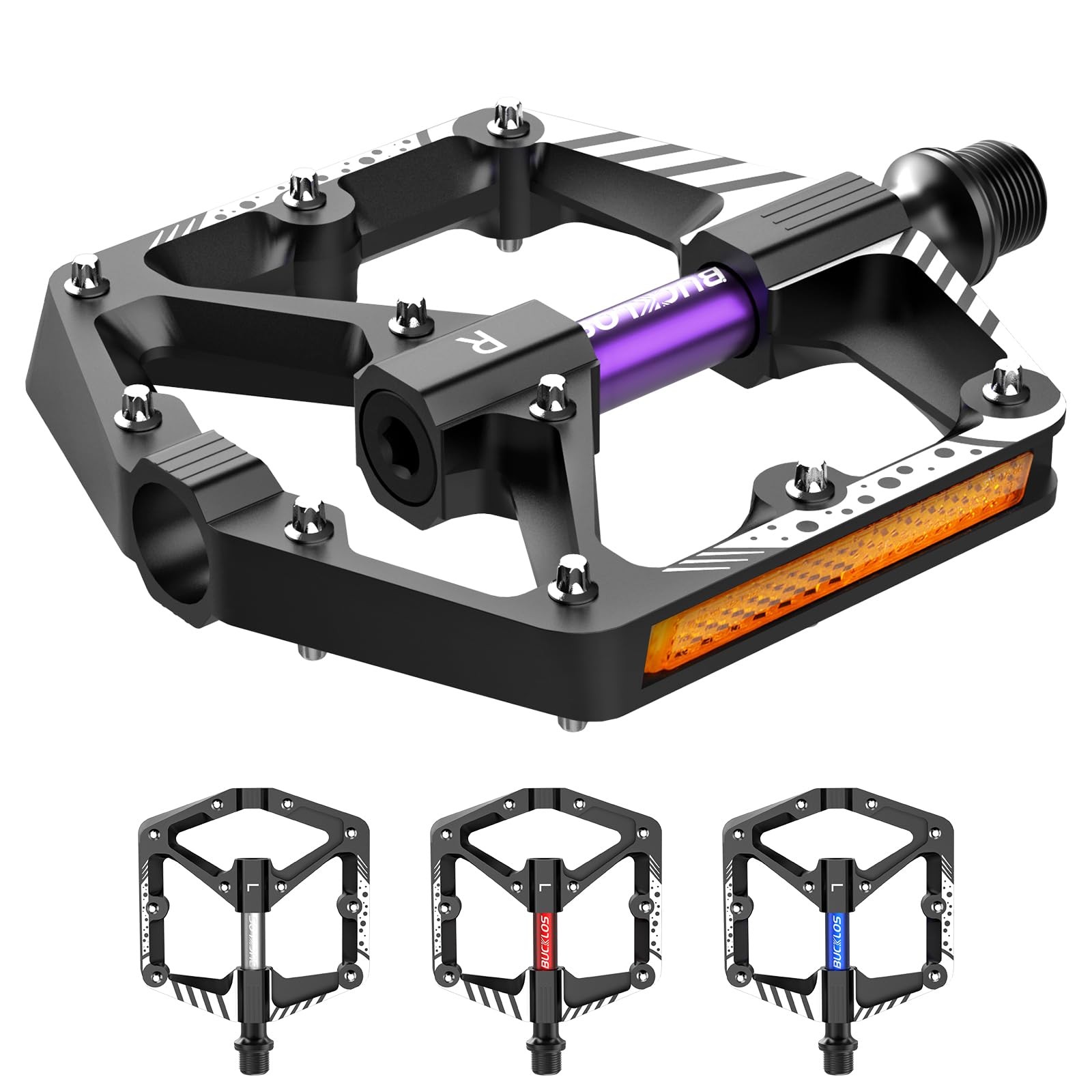 Bucklos Mountain Bike Flat Pedals Adult 9/16 Sealed Bearing Large Bicycle Pedal