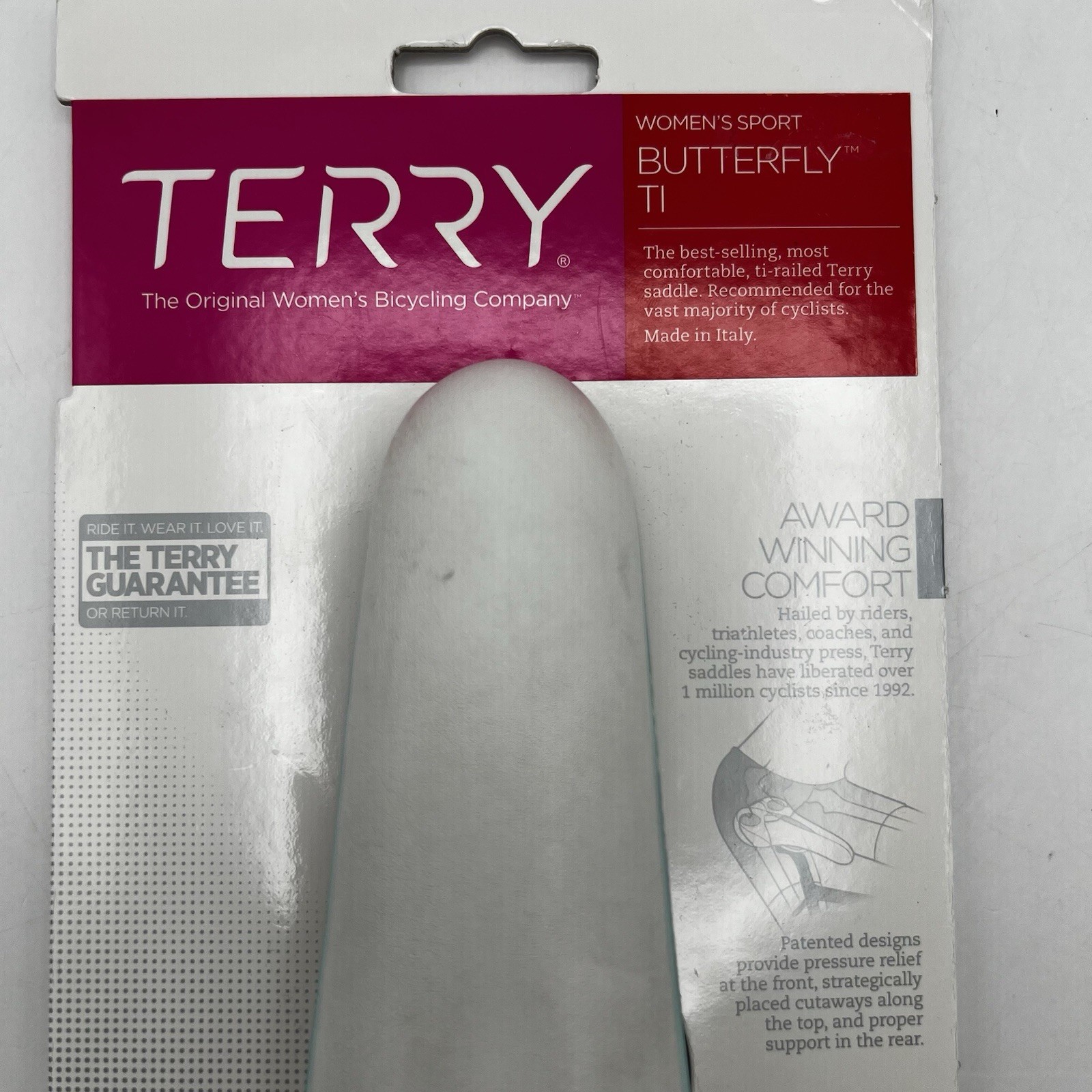 Terry Women’s Butterfly Ti Bike Saddle Seat, Comfortable Center Cutaway, White