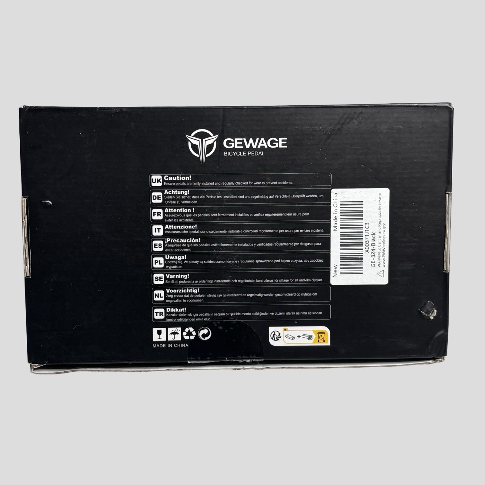 Gewage GE-324 Black Alloy Flat Platform Bicycle Pedals NEW OPEN BOX