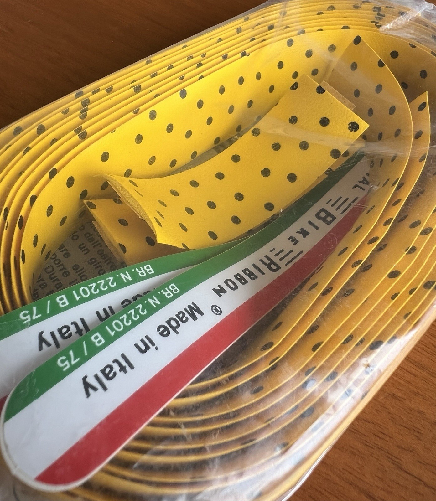 NEW/NOS Vintage Ambrosio Bike Ribbon Handlebar Tape – Yellow/Black Polka Dot