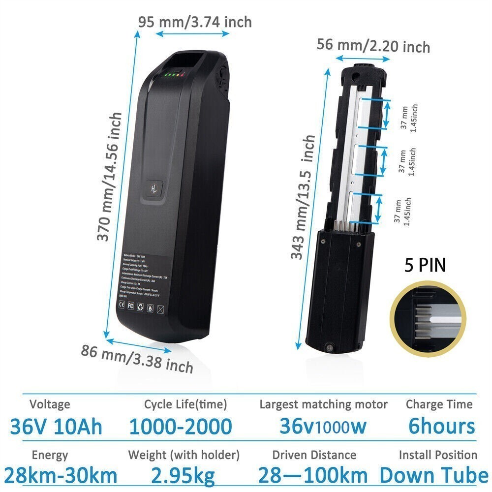 Hailong 36V 48V 52V 10Ah 15Ah 20Ah Lithium Ebike Battery For 20-2000W Bike Motor