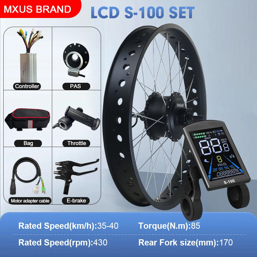 20 24 26in Snow E-bicycle Conversion Kit 48V 750W Fat Tire Rear Rotate Hub Motor