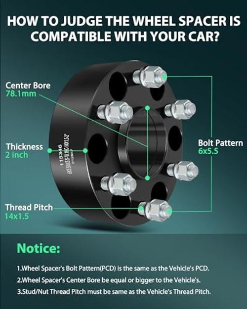 2X 6×139.7mm HUB Centric Wheel Spacer 6×5.5 2″ 6 Lug Compatible with for Pick