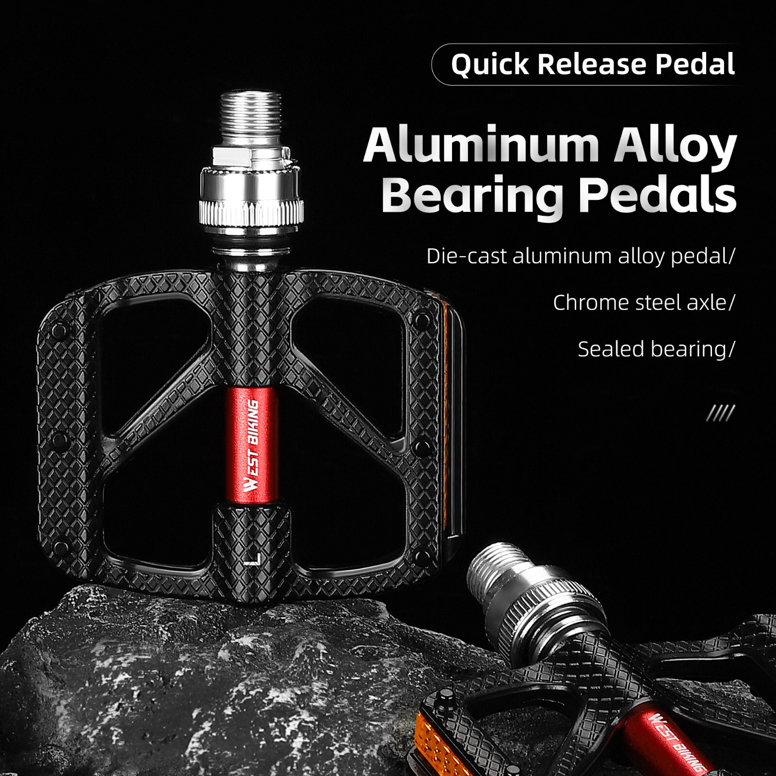 WEST BIKING Bike Pedals Quick Release CNC Seal Bearing 3 Bearings Pedals a Pair