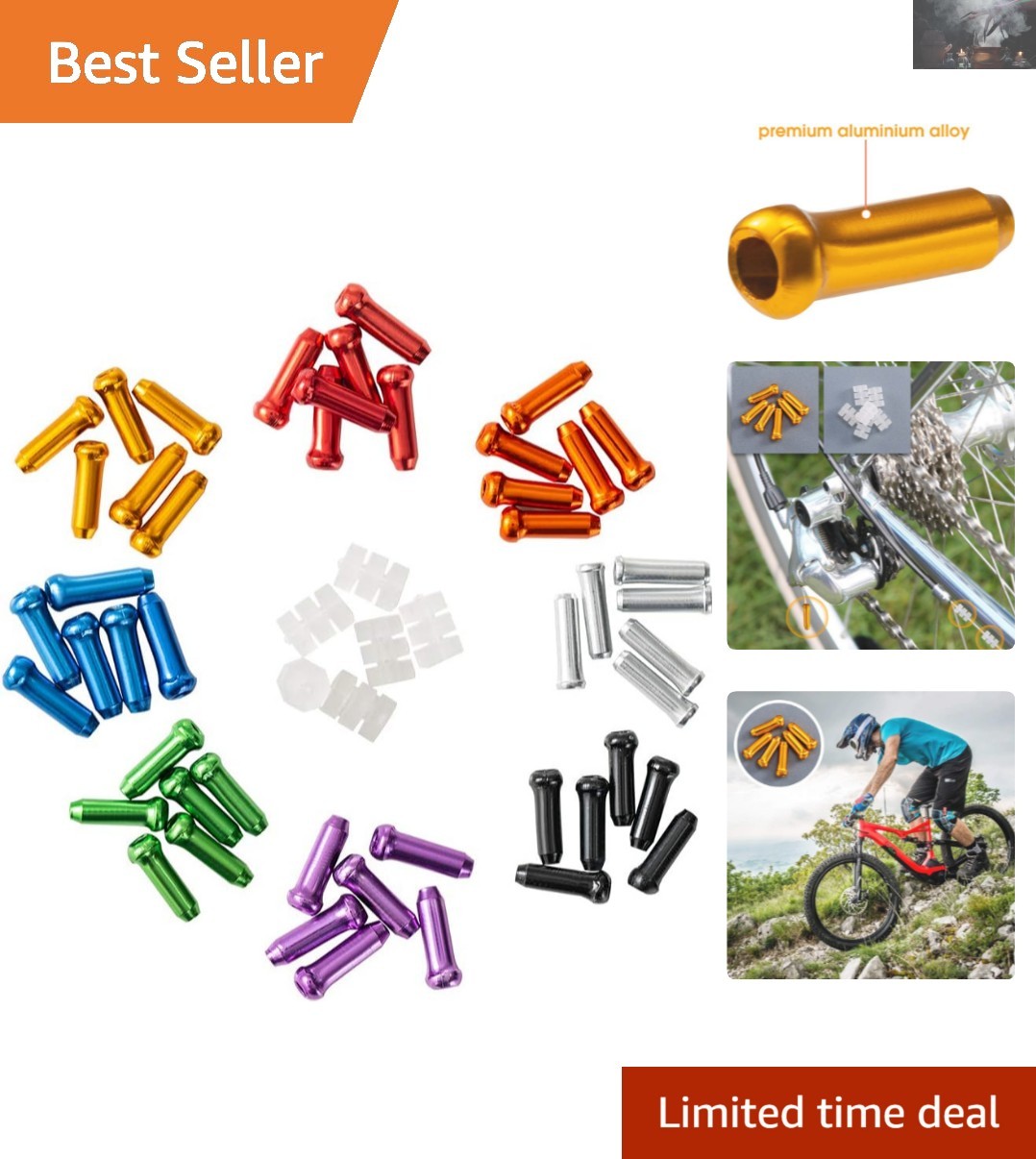 Lightweight Bike Cable End Caps in 48PCS with 6 Rubber O-Rings for Easy Install