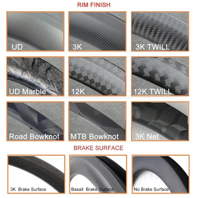 700C Gravel Road Bike Tubeless Carbon Rims 27*30mm UD 3K Matte Glossy Rings 2pcs