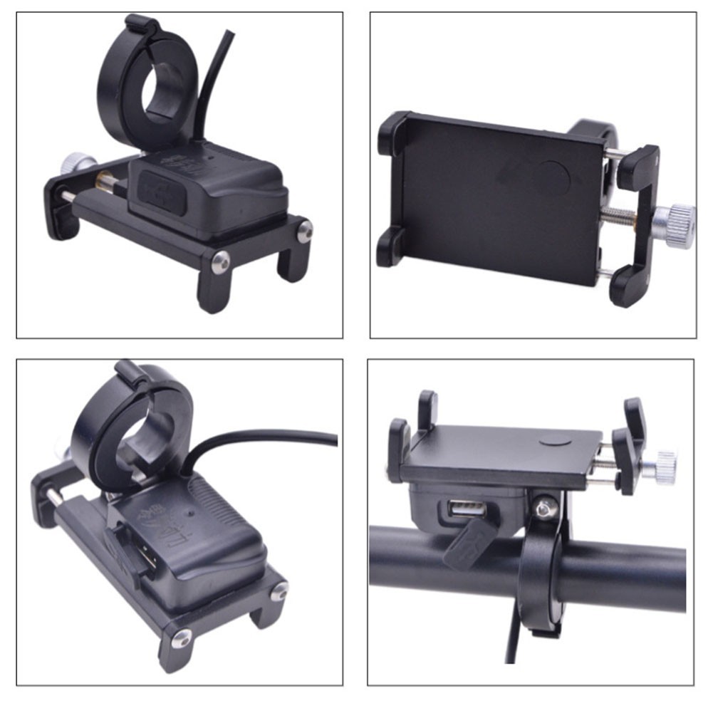 Compact Aluminum Alloy Ebike Phone Mount with USB Charging for Motorcycle