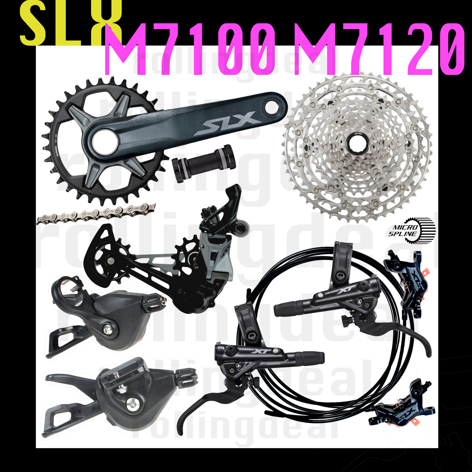 Shimano SLX M7100 12 Speed w/BR-M7120 CS-M6100 10-51T Groupset MTB