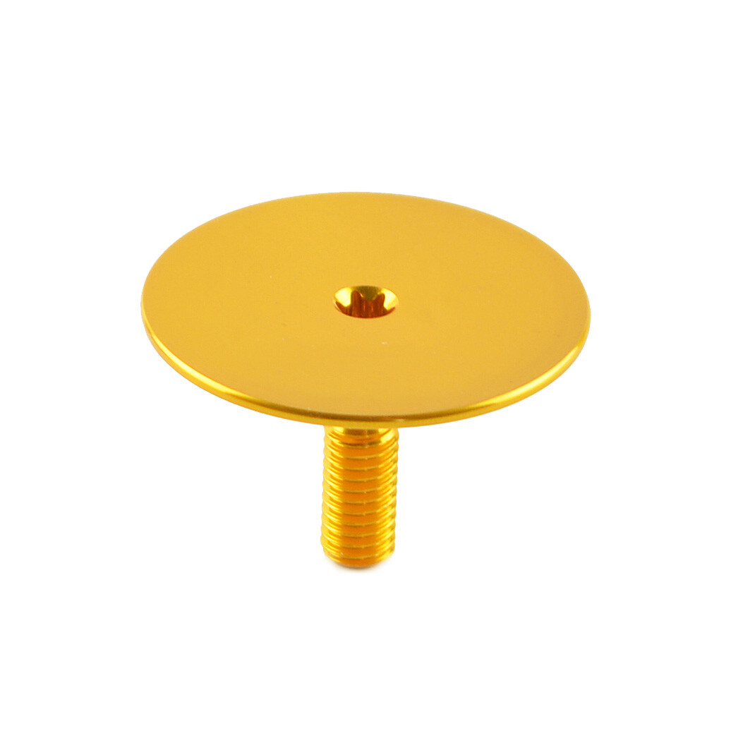 OMNI Racer WORLDS LIGHTEST Alloy Headset Top Cap & Bolt: JUST 3.4 grams!! GOLD