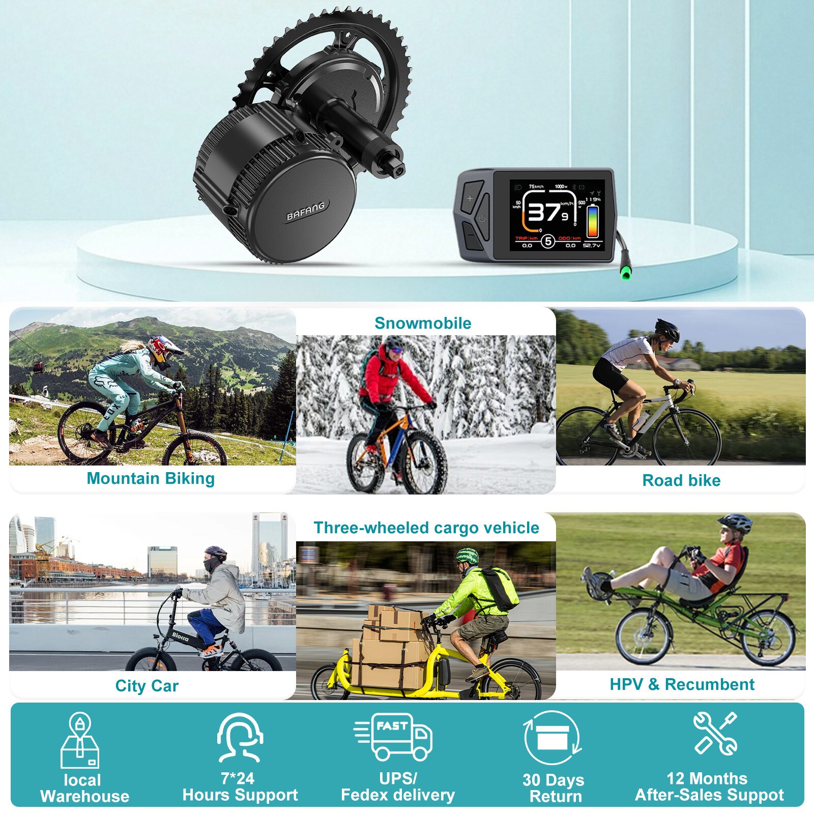 48V500W Bafang Mid Motor DIY Conversion Kits 8FUN For Electric Bike 68-73mm