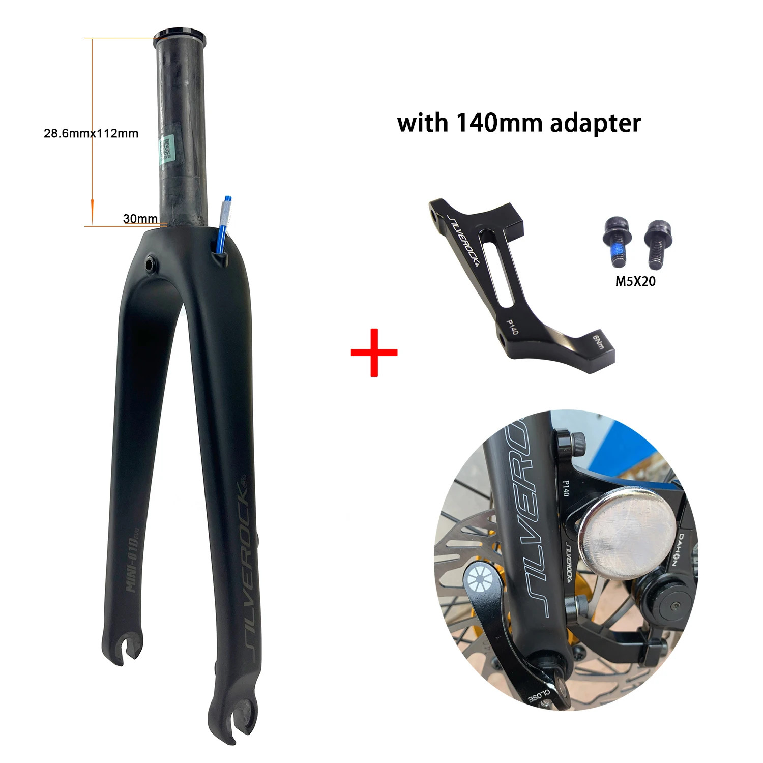 Carbon Fork 16in 349 18in 355 Caliper Disc Brake 100mm 28.6mm for Folding Bike