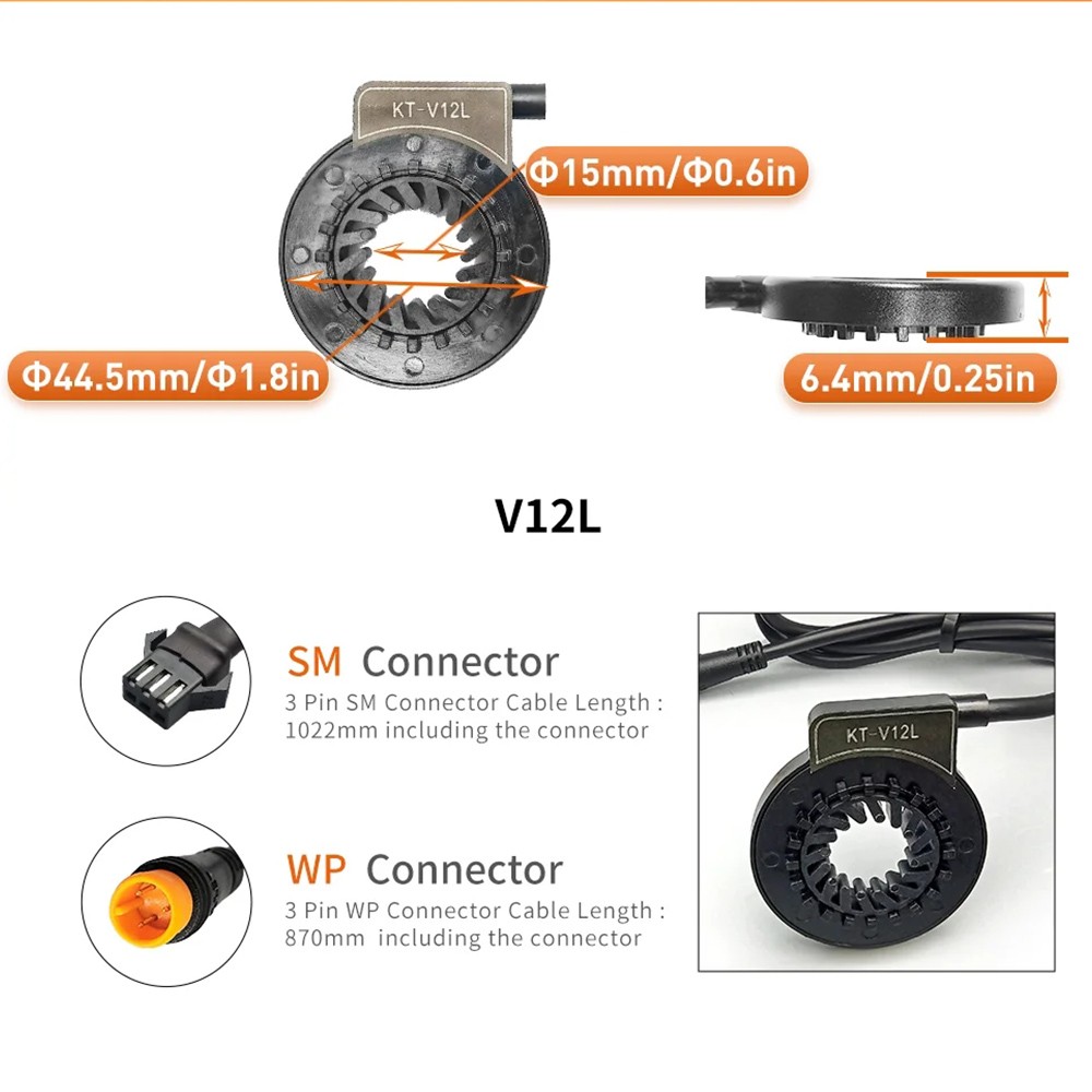 KT ebike V12L PAS Pedal Assist Sensor 12 Magnets Double Hall Electric Bicycle