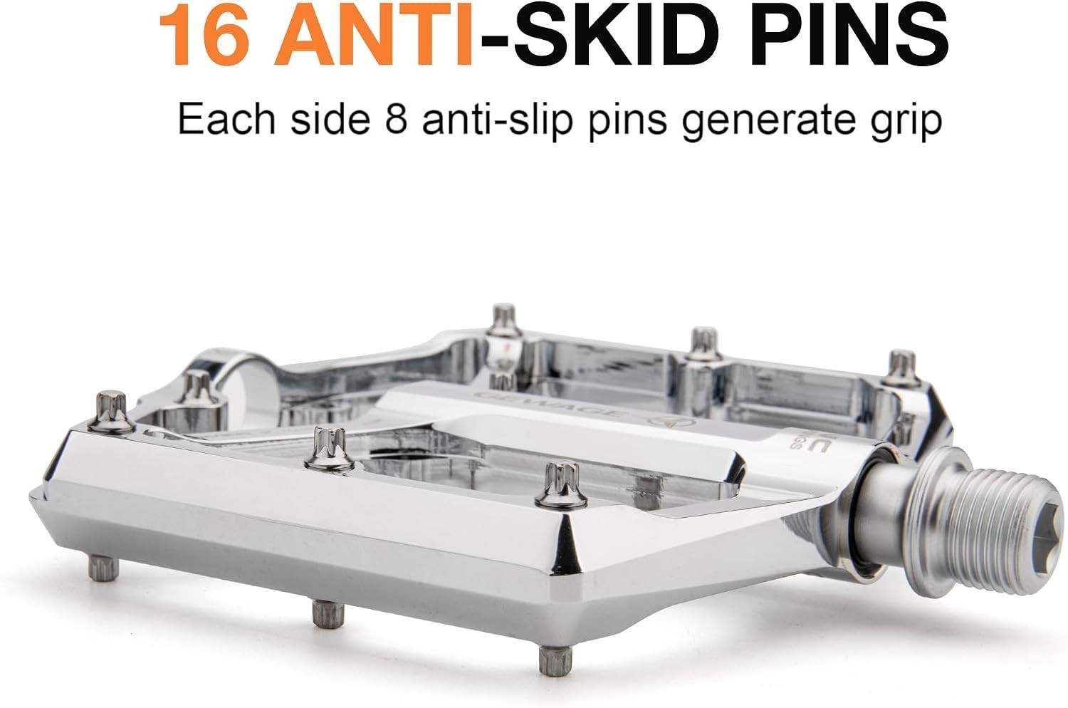 Road/Mountain Bike Pedals 3 Bearings Bicycle peda 9/16” CNC Machined Flat silver